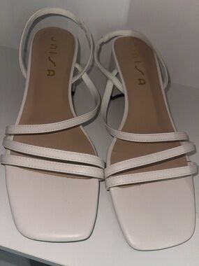 Unisa White Double-Strap Square-Toe Sandals